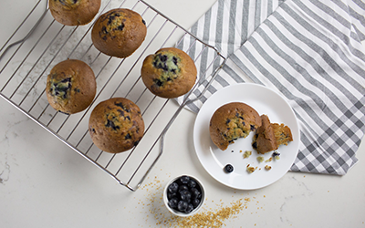 Roasted Flax & Blueberry Muffins